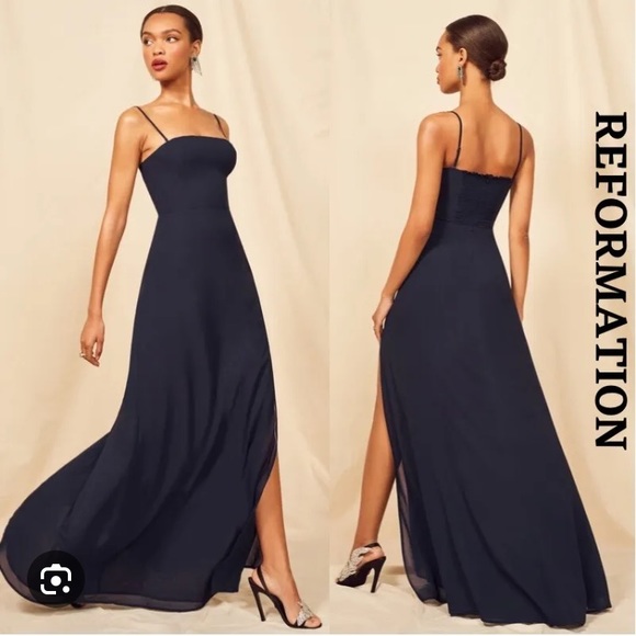 Reformation Ingrid dress in navy size 4 - Picture 1 of 7